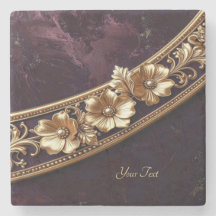Posavasos de Piedra Floral Dorado Ornate