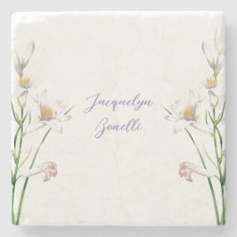 Posavasos De Piedra Floral elegancia Moda caligrafía nombre litografía