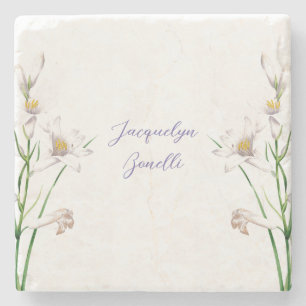 Posavasos De Piedra Floral elegancia Moda caligrafía nombre litografía
