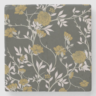 Posavasos De Piedra Floral elegante: diseño de patrón vintage.