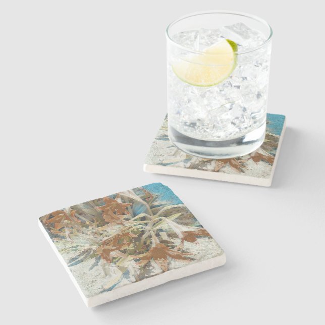 Posavasos De Piedra Floral Exótico (Lateral)