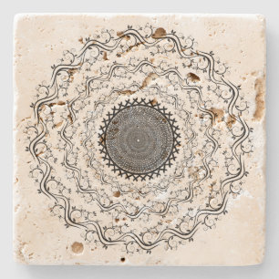 Posavasos De Piedra Floral Mandela Pequeños Floreros Arte Negro