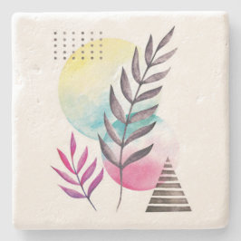 Posavasos De Piedra Floral minimalista