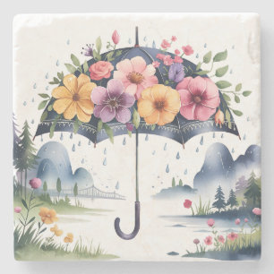 Posavasos De Piedra Floral protectora de bebidas duraderas y decorativ