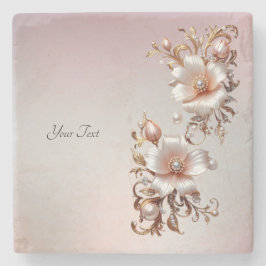 Posavasos de Piedra Floral Rosa Decorativo