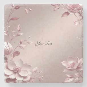 Posavasos de piedra floral rosa delicada