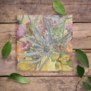 Posavasos De Piedra Floral Thistle Colorful Pastel Botánico Natural