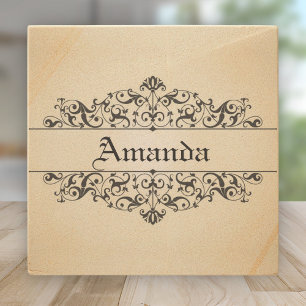 Posavasos De Piedra Floral Vintage Personalizado
