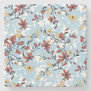 Posavasos De Piedra Floral Vintage: Sencillo fondo de tela.