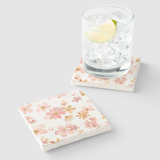 Posavasos De Piedra Florales de otoño naranja melocotón moderno