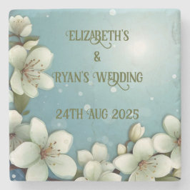 Posavasos De Piedra Flore de cerezo caprichosa con destellos