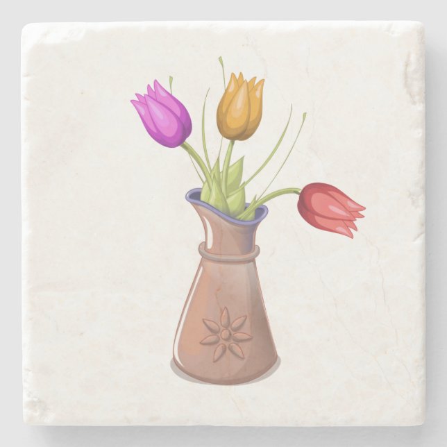 Posavasos De Piedra Flores (Anverso)