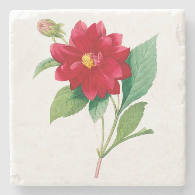 Posavasos De Piedra Flores: A010 Dhalia Doble - (Anverso)