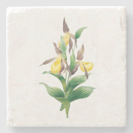 Posavasos De Piedra Flores: A011 Yellow Lady Slipper -