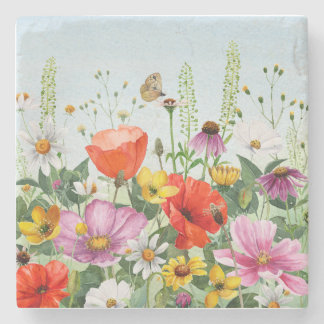 Posavasos De Piedra Flores acuáticas silvestres florales