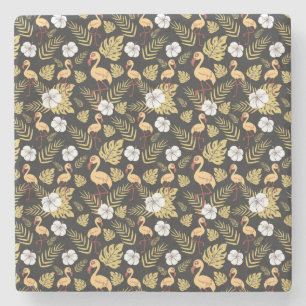 Posavasos De Piedra Flores amarillas y blancas sin costura