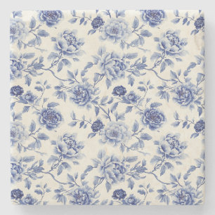 Posavasos De Piedra Flores Azules Bonitas