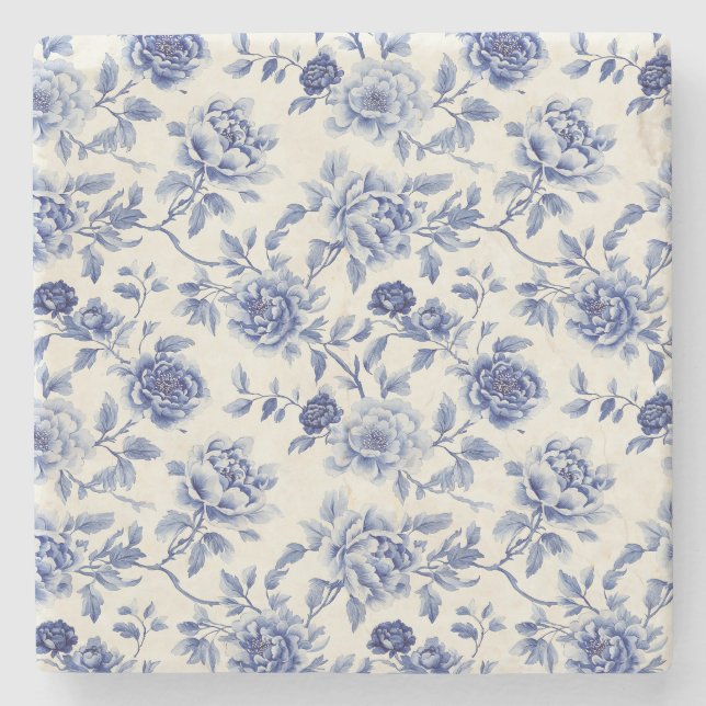 Posavasos De Piedra Flores Azules Bonitas (Anverso)