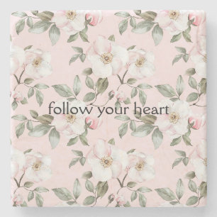 Posavasos De Piedra Flores Bonito Rosado Blanco