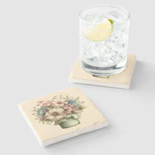 Posavasos De Piedra Flores caprichosas en una maceta Cuadros