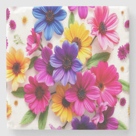 Posavasos De Piedra flores coloridas