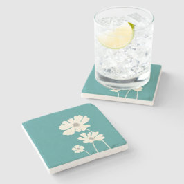 Posavasos De Piedra Flores Cosmos Silhouettes Muro floral moderno