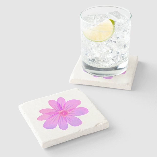 Posavasos De Piedra Flores de acuarela  (Lateral)