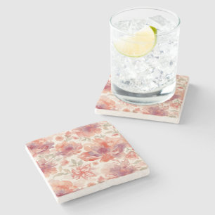 Posavasos De Piedra Flores de acuarela pastel naranja claro