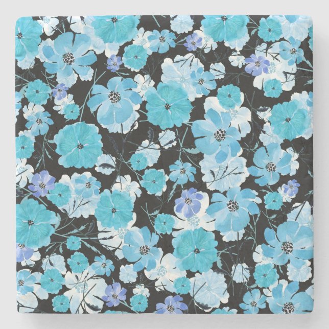 Posavasos De Piedra Flores de acuarela: Un Tapiz Delicado (Anverso)