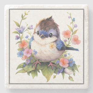 Posavasos De Piedra Flores de aves de corral Clipart-73610