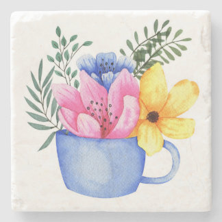 Posavasos De Piedra Flores De bonito En Una Taza De Mug
