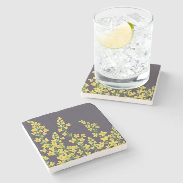 Posavasos De Piedra Flores de citrina amarilla moderna (Lateral)