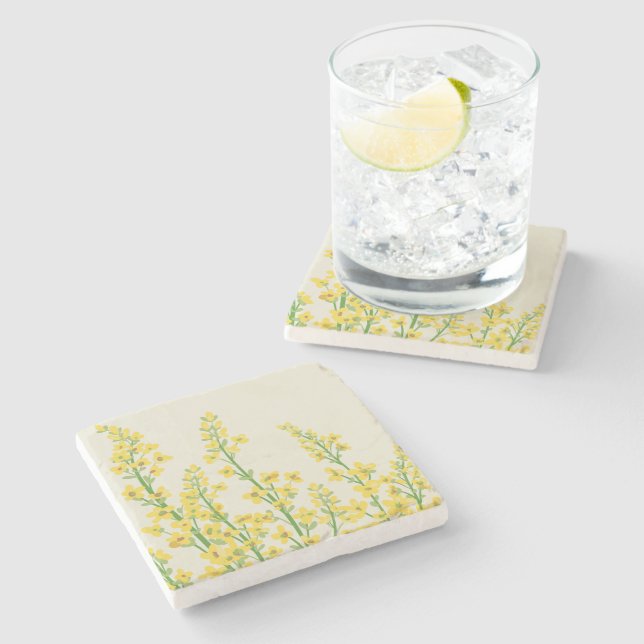 Posavasos De Piedra Flores de citrina amarilla moderna (Lateral)