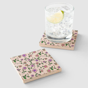 Posavasos De Piedra Flores de colores, motivos florales, vegetación, b