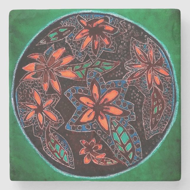 Posavasos De Piedra Flores de Henna (Anverso)