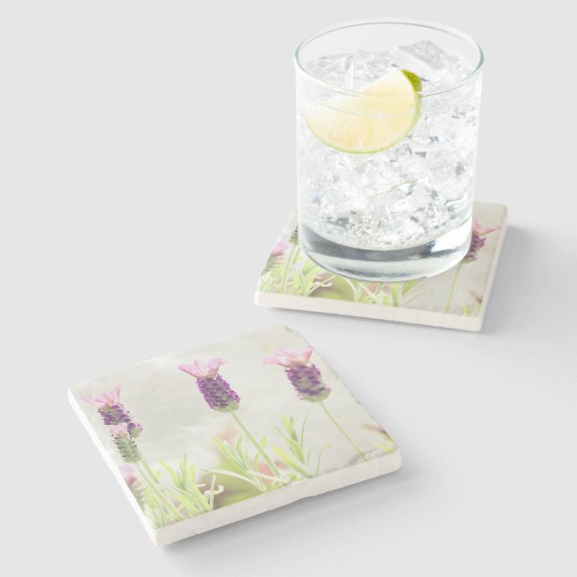 Posavasos De Piedra Flores de lavanda (Lateral)