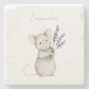 Posavasos De Piedra Flores de lavanda de ratón