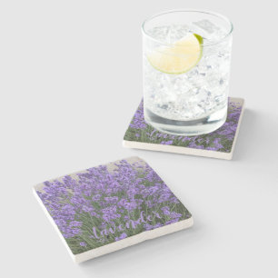 Posavasos De Piedra Flores de lavanda púrpura Floral