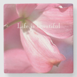 Posavasos De Piedra Flores de madera de color rosa