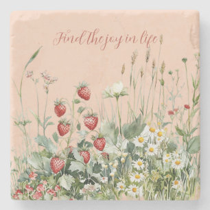 Posavasos De Piedra Flores de margarita de fresa