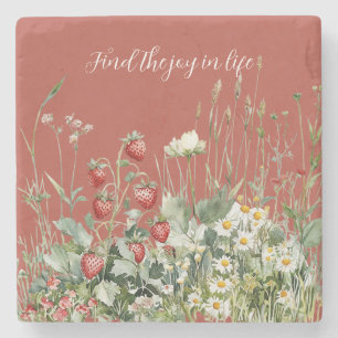 Posavasos De Piedra Flores de margarita de fresas