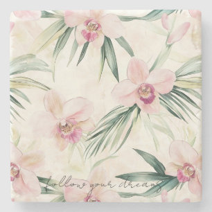 Posavasos De Piedra Flores de orquídeas tropicales rosadas de bonito