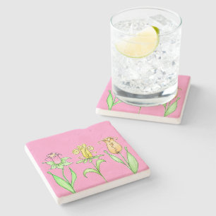 Posavasos De Piedra Flores de primavera pastel
