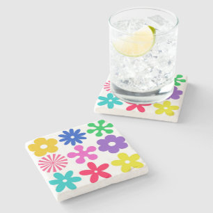 POSAVASOS DE PIEDRA FLORES DE RETRO DE GROOVY