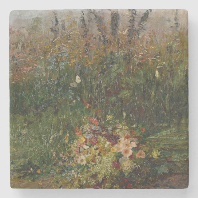 Posavasos De Piedra Flores de verano del campo (Anverso)
