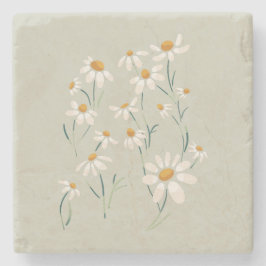 Posavasos De Piedra Flores Delicadas De Chamomile, Estética Y Salvaje