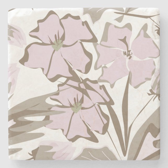 Posavasos De Piedra Flores grises y lilas. (Anverso)