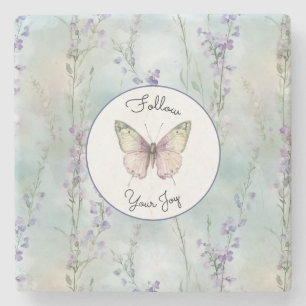 Posavasos De Piedra Flores lilas bonitas románticas