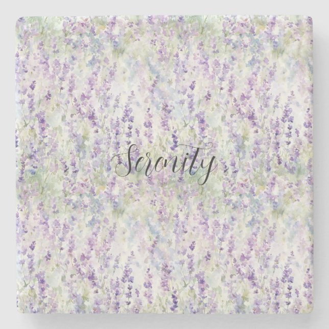 Posavasos De Piedra Flores Moradas Bonitas (Anverso)