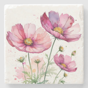 Posavasos De Piedra Flores moradas de cosmos